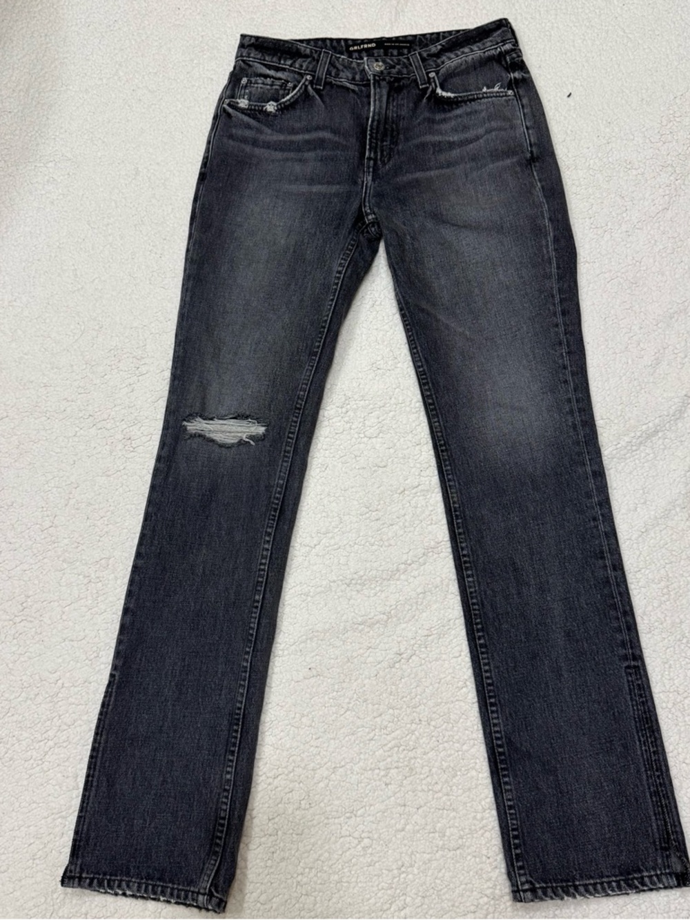 GRLFRND Hailey Low Rise Slim Boot With Slit Empire State Black $235 Size 26 - Picture 2 of 10